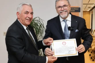EBSO Yönetim Kurulu Başkanı Mustafa Karabağlı'nın göreve başlama töreninden bir kare